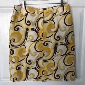 Harve Benard Abstract Print Yellow Brown Skirt